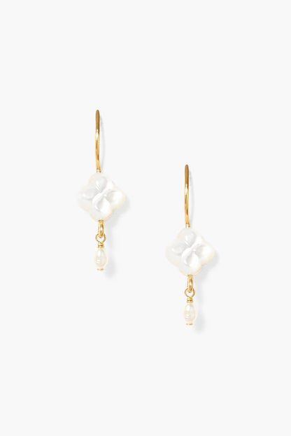 WHITE MOTHER OF PEARL CLOVER DROP EARRING