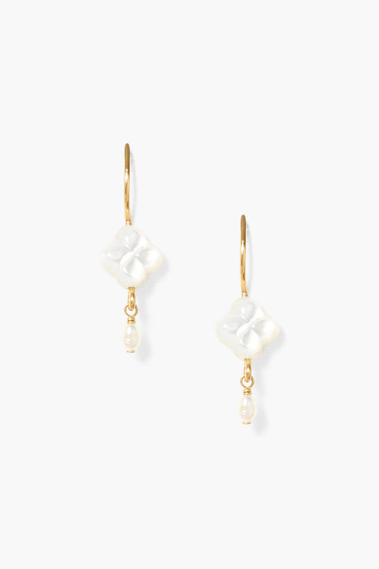 WHITE MOTHER OF PEARL CLOVER DROP EARRING