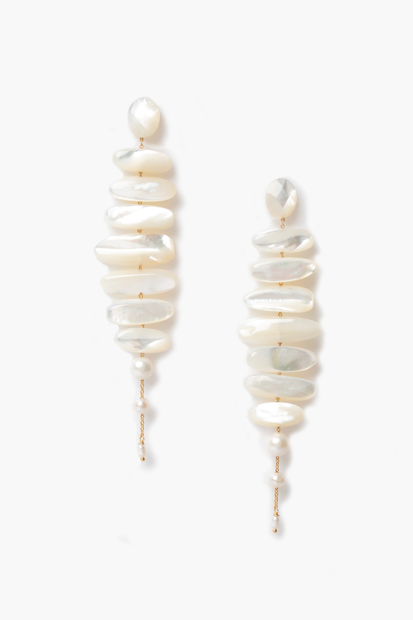 WHITE MOTHER OF PEARL CHANDELIER EARRING