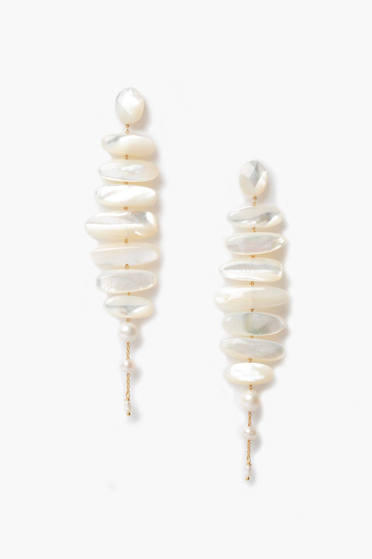 WHITE MOTHER OF PEARL CHANDELIER EARRING