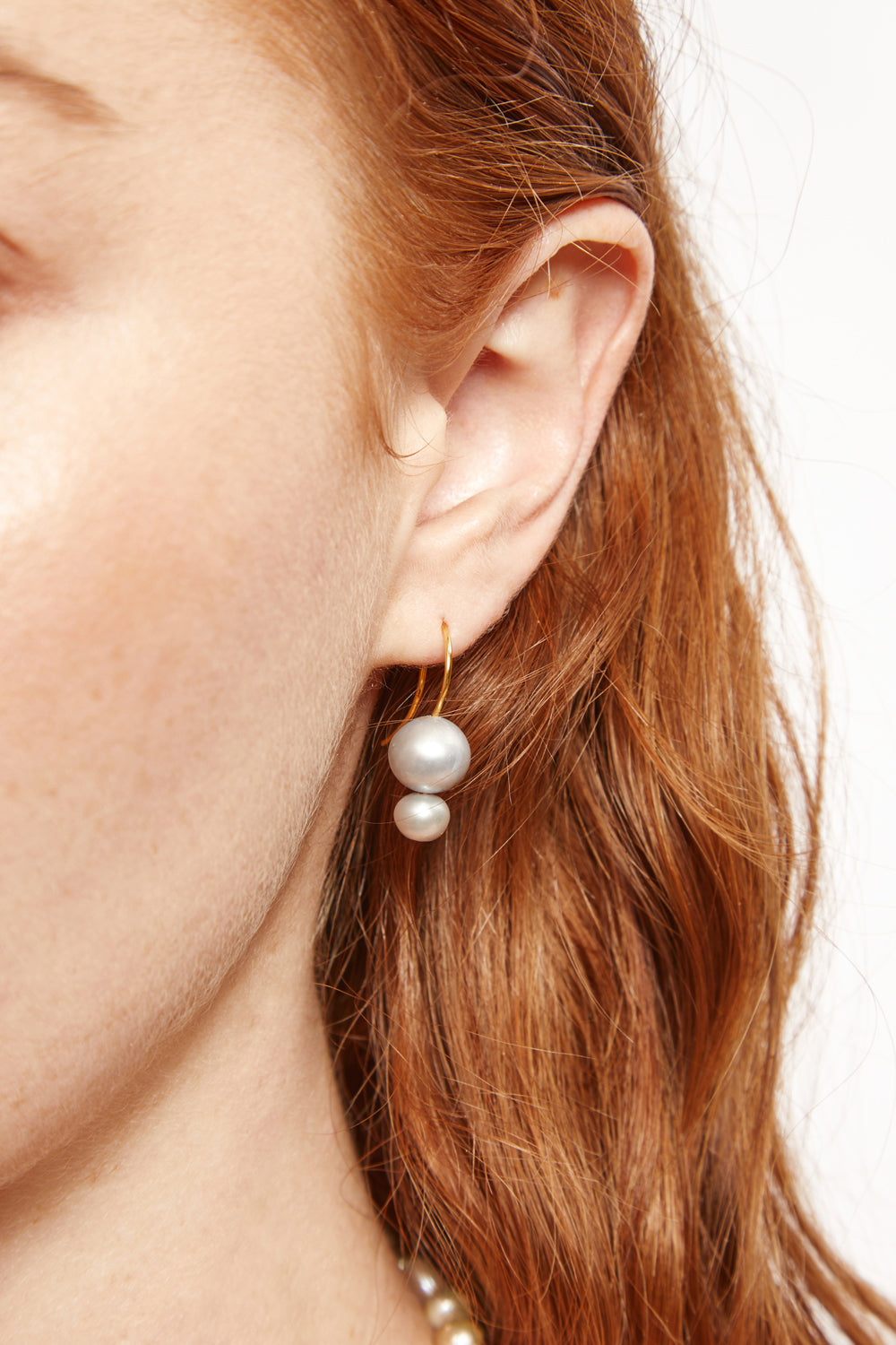 GREY PEARL DOUBLE DROP EARRING