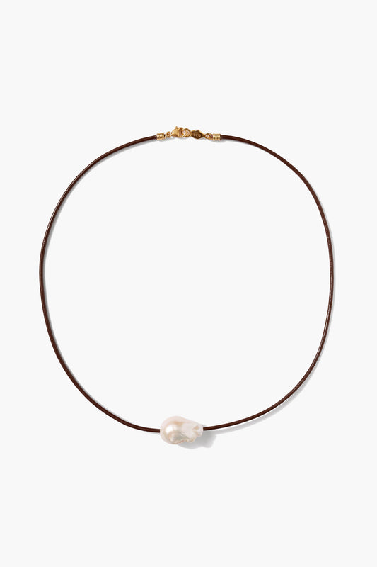 SIRENA PEARL NECKLACE BROWN