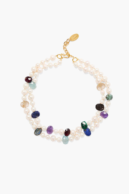 ÁSTA MULTI-GEMSTONE PEARL NECKLACE