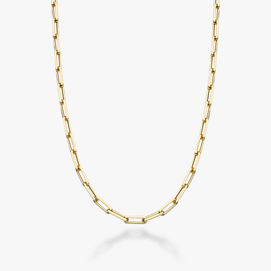 Paperclip Chain Necklace in 18K Gold, 3mm