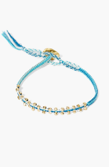 YARA GOLD BEADED BRACELET IN AQUA