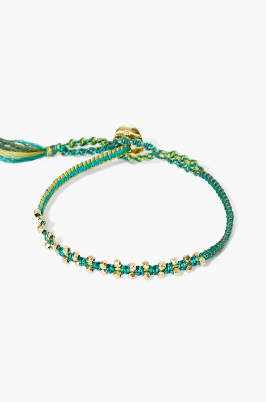 YARA GOLD BEADED BRACELET IN GREEN