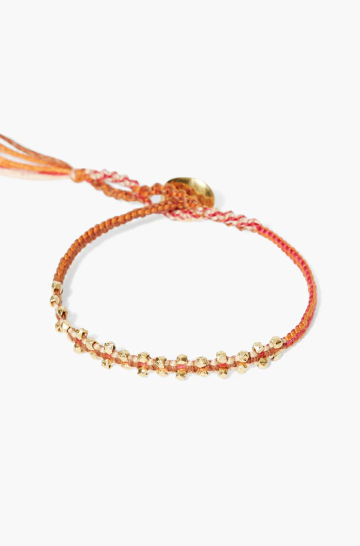 YARA GOLD BEADED BRACELET IN ORANGE