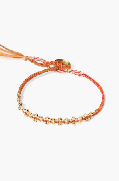 YARA GOLD BEADED BRACELET IN ORANGE