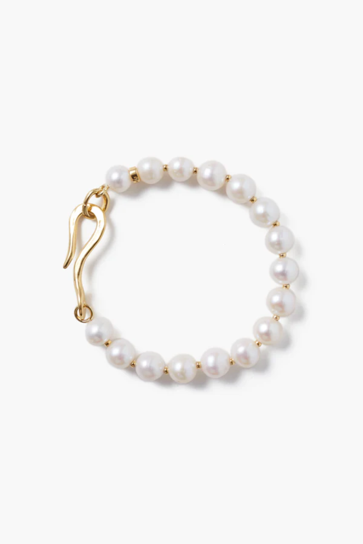 WHITE PEARL GOLD HOOK BRACELET