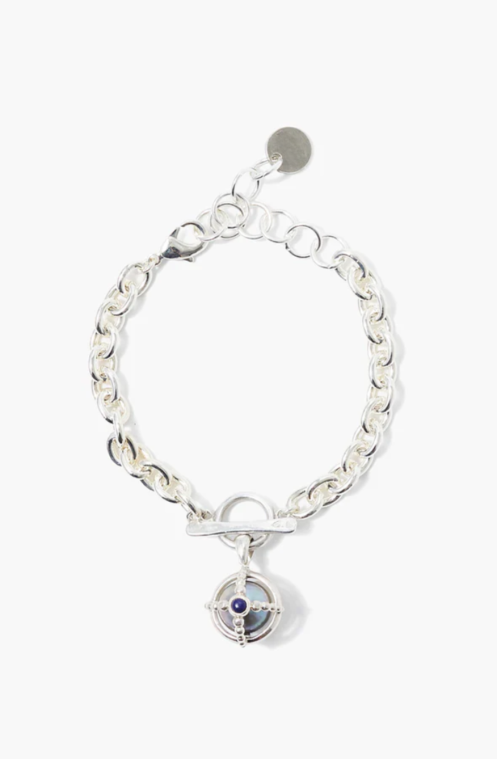 SULEIMAN CAGED PEARL BRACELET WITH LAPIS INSET