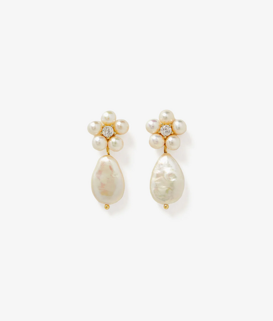 PORTIA FLOWER PEARL DROP EARRING