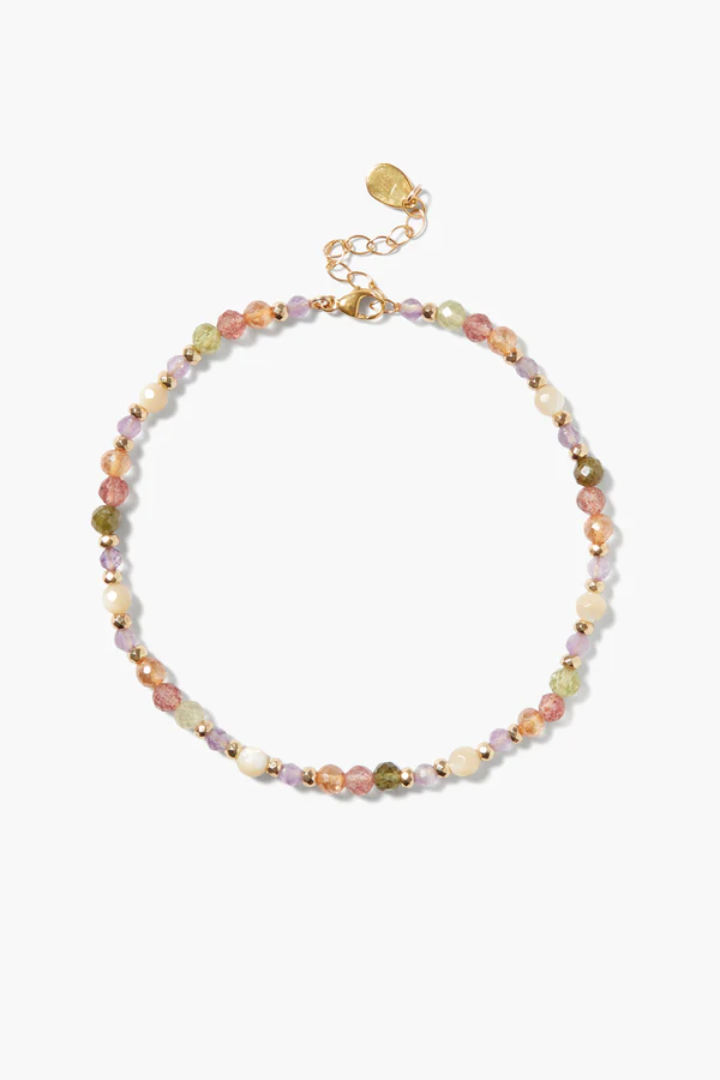 STRAWBERRY HARVEST MULTICOLORED GEMSTONE ANKLET