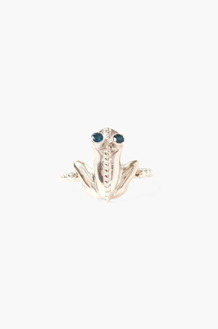 BLUE TOPAZ EYED TOAD RING