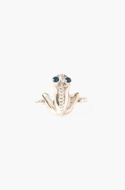 BLUE TOPAZ EYED TOAD RING