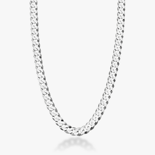 Cuban Chain Necklace in Sterling Silver, 7mm