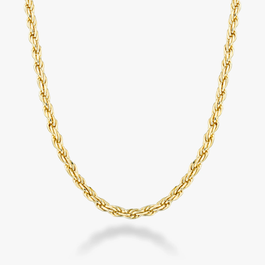 Rope Necklace in 18K gold over sterling silver, 3mm