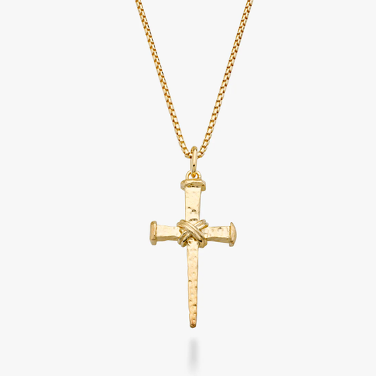 Rope Wrap Nail Cross Pendant Necklace in 18K Gold Over Sterling Silver