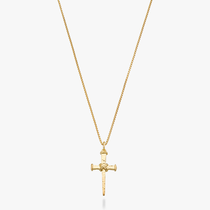 Rope Wrap Nail Cross Pendant Necklace in 18K Gold Over Sterling Silver