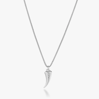 Braided Rope Italian Horn Pendant Necklace in Sterling Silver