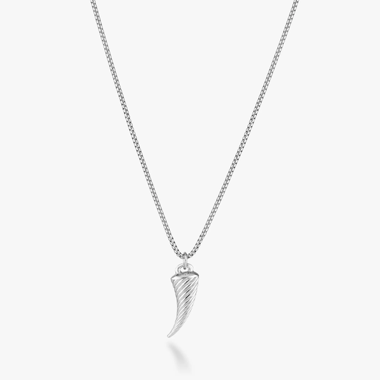 Braided Rope Italian Horn Pendant Necklace in Sterling Silver