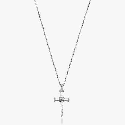 Rope Wrap Nail Cross Pendant Necklace in 925 Sterling Silver