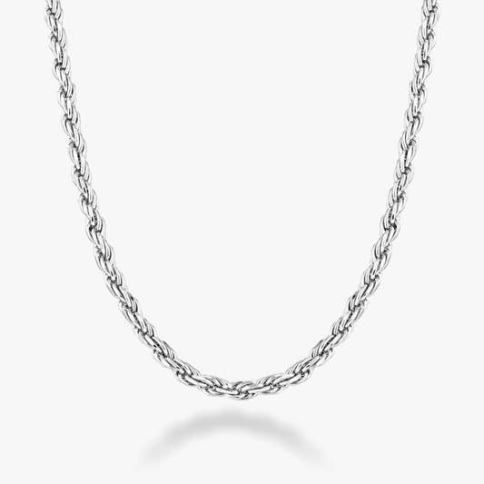 Rope Necklace in Sterling Silver, 3mm