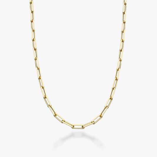 Paperclip Chain Necklace in 18K Gold Over Sterling Silver, 3mm