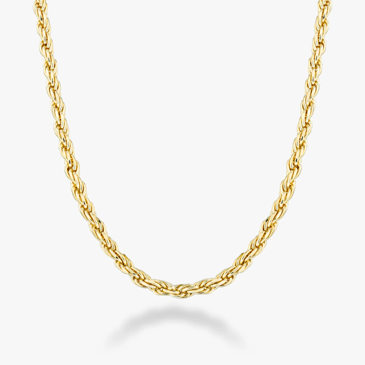 Rope Necklace in 18K Gold Over Sterling Silver, 2mm