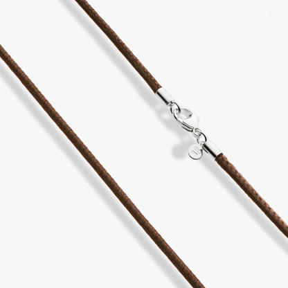 Genuine Brown Leather Cord Necklace with Sterling Silver Clasp, 2mm