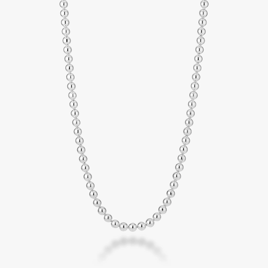 Bead Strand Necklace in Sterling Silver, 3mm