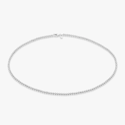 Bead Strand Necklace in Sterling Silver, 3mm