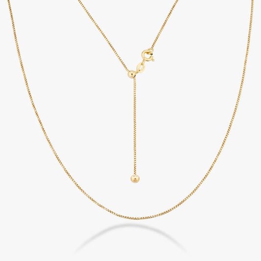 Adjustable Bolo Box Necklace in 18K Gold Over Sterling Silver, 1mm