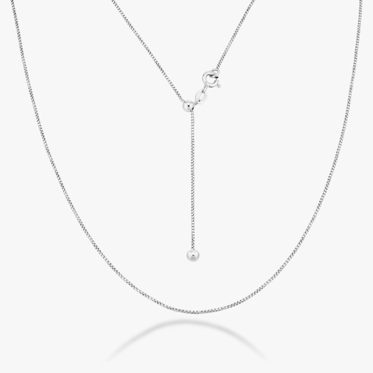 Adjustable Bolo Box Necklace in Sterling Silver, 1mm