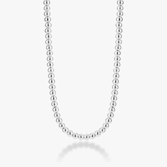 Bead Strand Necklace in Sterling Silver, 4mm
