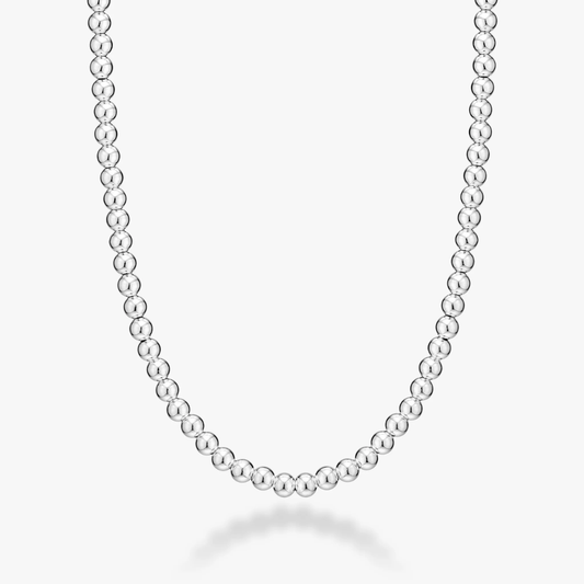 Bead Strand Necklace in Sterling Silver, 6mm