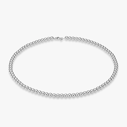 Bead Strand Necklace in Sterling Silver, 6mm