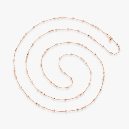Beaded Rosary Long Wrap Layering Station Necklace in 18K Rose Gold Over Bronze
