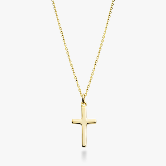 Cross Pendant Necklace in 18K Gold Over Sterling Silver