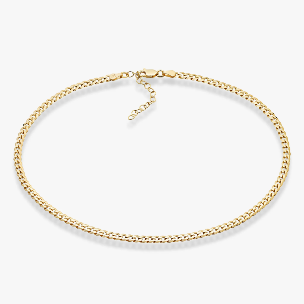 Cuban Adjustable Choker Necklace in 18K Gold Over Sterling Silver, 3.5mm