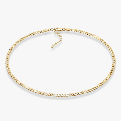 Cuban Adjustable Choker Necklace in 18K Gold Over Sterling Silver, 3.5mm