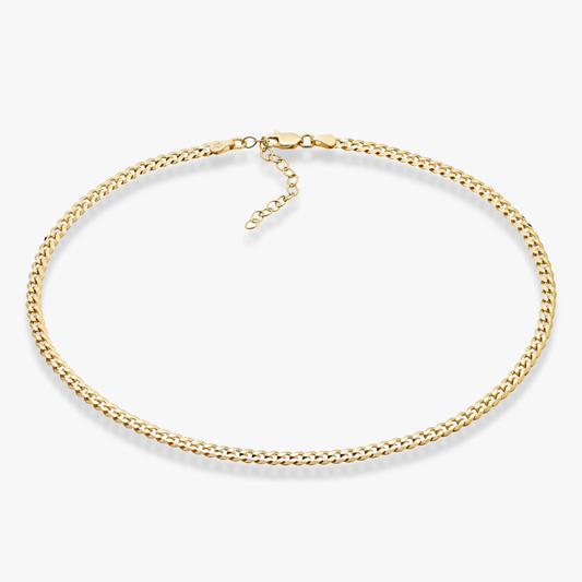 Cuban Adjustable Choker Necklace in 18K Gold Over Sterling Silver, 3.5mm