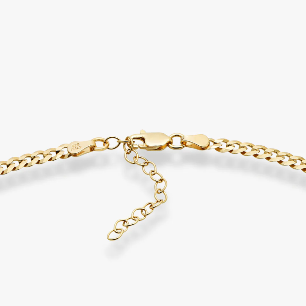 Cuban Adjustable Choker Necklace in 18K Gold Over Sterling Silver, 3.5mm