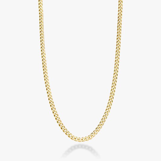 Cuban Chain Necklace in 18K Gold Over Sterling Silver, 3.5mm