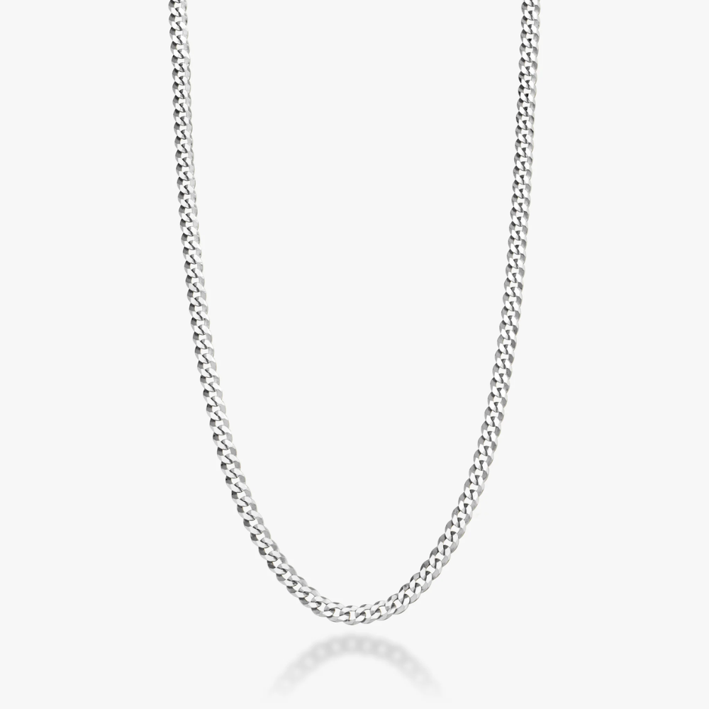 Cuban Chain Necklace in Sterling Silver, 3.5mm