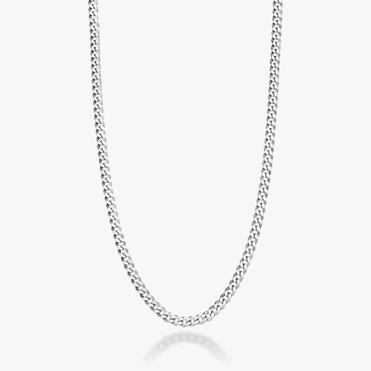 Cuban Chain Necklace in Sterling Silver, 3.5mm