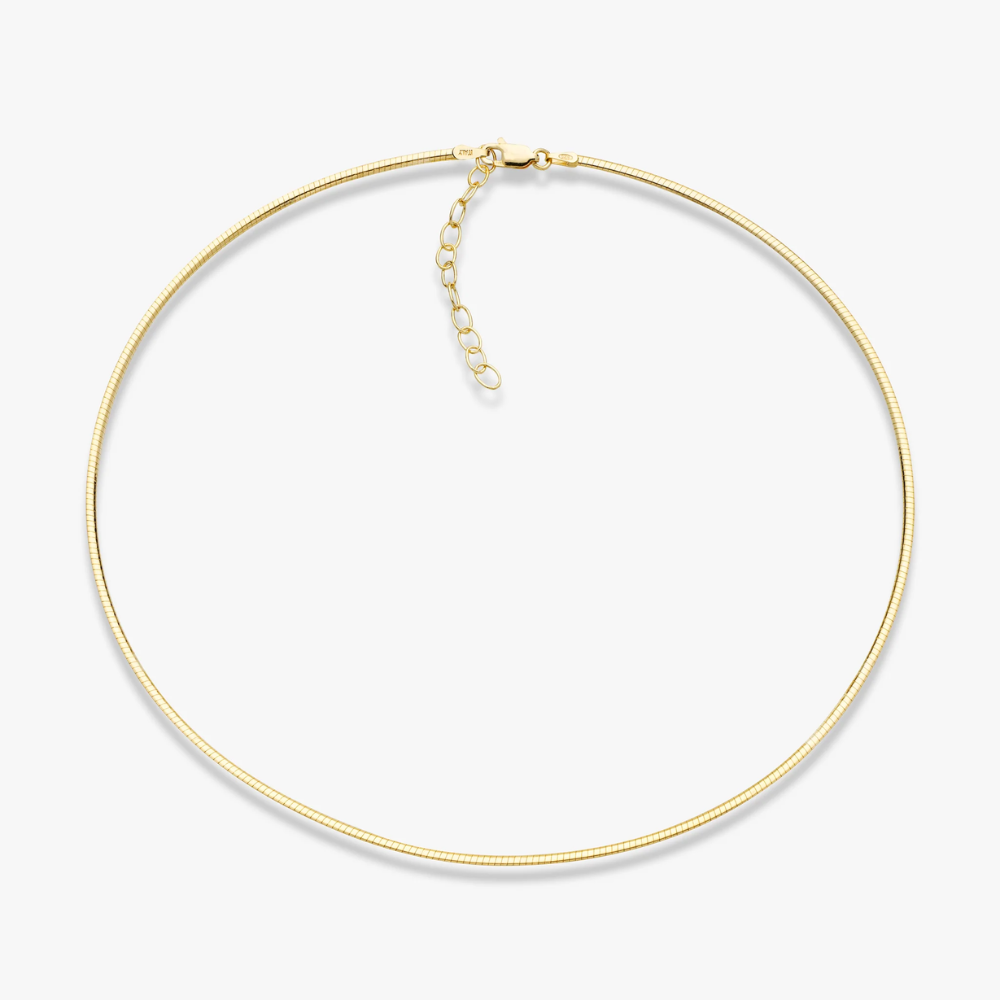 Dome Omega Adjustable Necklace in 18K Gold Over Sterling Silver, 2mm