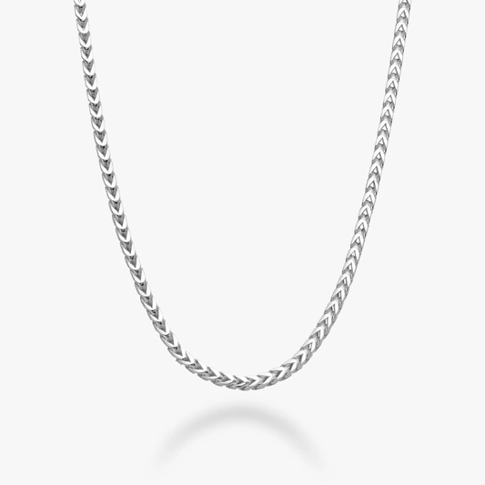 Franco Square Box Chain Necklace in Sterling Silver, 2mm