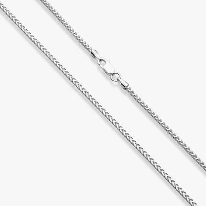 Franco Square Box Chain Necklace in Sterling Silver, 2mm