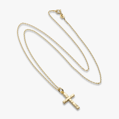 Hammered Cross Pendant Necklace in 18K Gold Over Sterling Silver