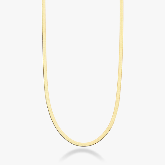 Herringbone Necklace in 18K Gold Over Sterling Silver, 3.5mm